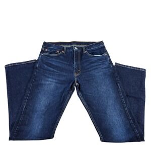 Levis 513 Slim Straight Jeans Mens 34x34 Dark Wash Blue Denim Stretch Pants
